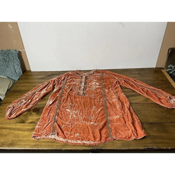 Johnny Was Biya Lyra Orange Velvet Zodiac Embroidered Blouse Tunic Large $345 - Picture 1 of 15